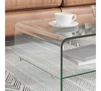Gecheer Table basse transparente en verre trempé 98x45x31 cm, pour salon, moderne, table basse, table de café, table de salon, table de séjour, table pour canapé, J284745