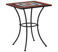 Gecheer Table bistrot en mosaïque céramique terre cuite et blanche 60 cm