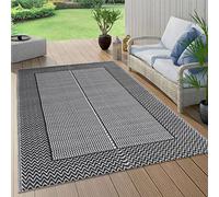 Gecheer Tapis extérieur en polypropylène pour intérieur, extérieur, balcon, terrasse, jardin, patio, plage, différentes couleurs et tailles, noir 140 x 200 cm
