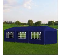 Gecheer Tente de Réception 3 x 9 m Bleu Tonnelle de Jardin, Gazebo Pavillon Extérieur Belvédère avec Panneaux Latéraux pour Camping, Festival, Fête, Marriage, BBQ, Terrasse, Plage