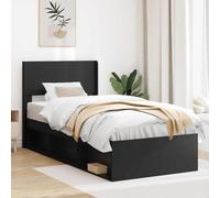 Gecheer Tête de lit à Lattes Verticales en Bois d'ingénierie Noir 105x7x100 cm pour Chambre Moderne, Montage Facile sur Cadre de lit, Design épuré et Durable Para Chambre Cosy