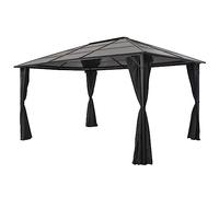 Gecheer Tonnelle de jardin avec rideaux en aluminium, 4 x 3 x 2,6 m, noir, pavillon de jardin pour camping, fêtes, extérieur, mariages, Type 1