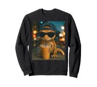 Gecko à crête Amusant Buvant du café glacé Crestie Lézard Sweatshirt