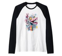 Gecko Amusant Visage Paix Graffiti Pop Personnage Style Graphique Manche Raglan