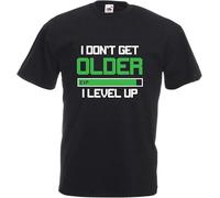 Gecko I Don't Get Older I Level Up Men T-Shirt Unisex Black Tee Hemden(XX-Large)