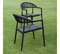 Gecko Jardin Fauteuils alu Noir et Corde tressée Noire Casamance (Lot de 2)