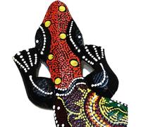 Gecko Lézard Décoration Figure murale Figure en bois Figure murale Afrique Asie peinte par points Salamandre, L