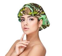 Gecko Lizards Bonnet en satin de soie, bonnet de cheveux pour dormir, bonnet de sommeil doux double couche en soie pour femme, cheveux longs bouclés naturels tressés