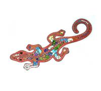 Gecko Margouillat Salamandre mural 60cm mosaique de verre rouge multicolore