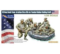 Gecko Models - Us Navy Seals Team In Action Circa 90s W/ Combat Rubber Raiding Craft