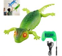 Gecko mural - Télécommande rechargeable - Lézard d'escalade mural avec yeux LED - Jouet robot sur chenilles - Jouet électrique pour sol et plafond - Cadeau d'anniversaire