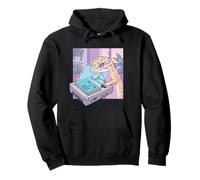 Gecko Retro Gamer Pixel Art Game Over 8 Bits Lézard Sweat à Capuche