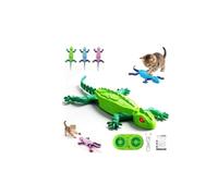 Gecko Rush Jouet pour chat avec télécommande | Jouet lézard lumineux rotatif à 360° pour chat d'intérieur - Jouet électronique interactif au sol et au mur (noir droit 5