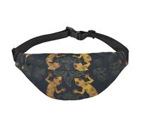 Gecko Sac banane pour homme et femme Motif lézards Sac banane tendance Sac à bandoulière Portefeuille avec sangle réglable Sac de poitrine étanche pour voyage, randonnée, sport, noir, taille unique,