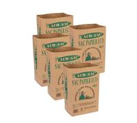 Gecosac Lot 5 Sacs à Déchets Verts Papier Kraft Recyclé 100L Sac résistant