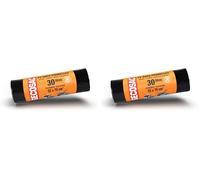 Gecosac Sacs poubelle à fermeture par liens coulissants 30 litres, polyéthylène, Universel, 50 x70 cm, Noir (Lot de 2)