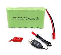 Gecoty® Batterie rechargeable Ni-MH AA 7,2 V 2400 mAh avec câble de charge (fiche JST)