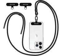 Gectre Lanière de téléphone portable pour smartphones, avec 2 patchs, cordon compatible avec tous les étuis standard (noire)
