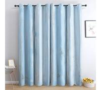 GEDAEUBA Rideau Occultant Thermiques Effet Bois Bleu - Lot de 2 Rideaux Imprimé pour Salon Chambre Fenetre Cuisine, Rideaux et Draperies Intérieurs à Oeillets, 140x260 cm (LxH)