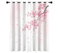 GEDAEUBA Rideau Occultant Thermiques Fleur de Cerisier Japonaise - Lot de 2 Rideaux Imprimé pour Salon Chambre Fenetre Cuisine, Rideaux et Draperies Intérieurs à Oeillets, 140x200 cm (LxH)