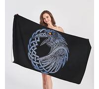 GEDAEUBA Serviette de Plage Motif Corbeau Viking - Serviette de Bain Grande Taille 100x200 cm, Drap de Plage en Microfibre Douce, Serviettes de Plage Anti Sable et à Séchage Rapide
