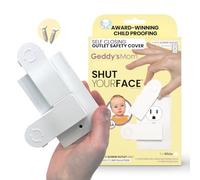 Geddy's Mom: Shut Your Face - Couvercle de sécurité à fermeture automatique pour prise duplex à 1 vis, protection électrique pour enfants et bébés, couvercle de prise murale Blanc