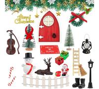 GEDEGOOK 24PCS Porte de Lutin Accessoires de Noël Set, Lutin Farceur de Noel Kit, Porte de Lutin Miniature Ensemble de Porte Elfe, Lutin Farceur de Noel Accessoires, Decoration Noel Cadeaux Enfants