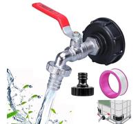 GEDEGOOK IBC Robinet Cuve 1000L,Robinet Recuperateur Eau De Pluie,Robinet de Tuyau d'arrosage 3/4" pour Réservoir de Pluie IBC,Robinet Sortie Raccord Vanne,Robinet en Laiton en Fabriqué,Filetage Gros