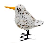 Gedeko Oiseau blanc en bois, petite mouette, décoration en bois (avec pieds)