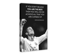 GeDiz Cristiano Ronaldo Football Legend Champion Classique Fond Noir Poster Poster Toile Décoration Murale pour Salon Chambre Style Cadre 20 x 30 cm