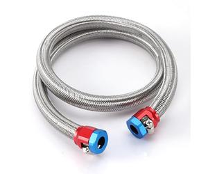 Gedlex Durite Essence 10mm, Tuyau Essence CPE avec Tresse en Acier Inoxydable, 1M Tuyau Diesel avec Collier de Serrage Renforcé, Résistant aux Hautes Températures, Résistant à l'essence, Anti-fuite