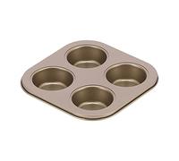 GEDMRT 4 Cavity Square Baking Pan | Non - Stick Carbon Steel Cupcake Form for Muffins/Brownies/Microwave | Sturdy, Warp Minimizing (4 muffin pans)