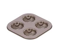 GEDMRT 4 Cavity Square Baking Pan | Non - Stick Carbon Steel Cupcake Form for Muffins/Brownies/Microwave | Sturdy, Warp Minimizing (4 deep shell pans)