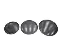 GEDMRT Carbon Steel Pizza Pan 3 Pack | Non - Stick & Ventilated Design for Crispy Crust | Round Pizza Tray for Oven/Restaurant/Home Use | 12.6, 11, 9.4 Inch Set