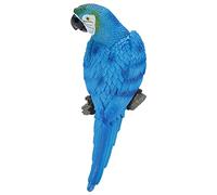 GEDMRT Lifelike Parrot Wall Decor | Realistic Bird Figurine for Garden/Home/Office | Handcrafted Sculpture with Mounting Hole, 12.2 inches (N°1 Bleu à Droite)