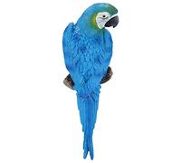 GEDMRT Lifelike Parrot Wall Decor | Realistic Bird Figurine for Garden/Home/Office | Handcrafted Sculpture with Mounting Hole, 12.2 inches (N°1 Bleu à Gauche)