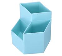 GEDMRT Makeup Brushes Holder | Hexagonal Base for Stability | Large Capacity Pen/Pencil/Cosmetic Tools Organizer | Plastic Desktop Storage for Office/School/Home (Light Blue)