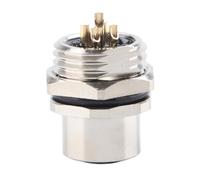GEDMRT Prise montée sur Panneau M12 5 Broches |Connecteur étanche IP67 pour l'industrie 4.0/automatisation |Épingles plaquées Or, Coque en Laiton |4A 250V, 500 + opérations