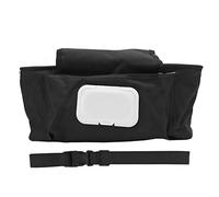 GEDMRT Sac de poussette universel avec porte-gobelet |Organisateur suspendu de grande capacité pour poussettes pour bébés |Sangle réglable, pratique - Ports d'accès (Black)