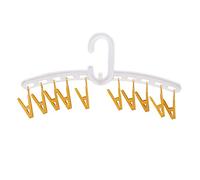 GEDMRT Sock Drying Rack with Clips | Windproof Hanger for Socks/Underwear/Toddler Apparel | Portable Travel Clothesline, Space Saving Design (Blanc Jaune)