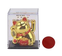 GEDMRT Solar Fortune Cat Statue | 2 inch Automatic Waving Lucky Cat for Desk/Car/Office | Wealth & Good Fortune Decoration | Sustainable Solar Powered Ornament
