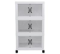 GEDMRT Stackable Storage Bins | Foldable Plastic Cabinet with Wheels for Closet/Dorm/Home | Large Capacity Organizer for Clothes, Toys, Books (3 couches)