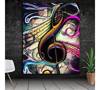 Gednxercc DIY 5D Diamond Painting Toolkit Doodle Notes De Musique Clé De Sol Cross Home Decoration Diamond Broderie Dessin Art 15.7 × 19.7 inches