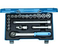 GEDORE 19 JMU-3 Jeu de douilles 1/2", 19 pièces, 6 pans, 8-24 mm, 2682842