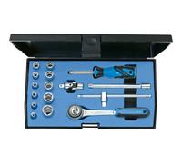 GEDORE 20 EMU-3 Jeu de clés à douilles 1/4" 16 pces 6 pans 4-13 mm, 6172290