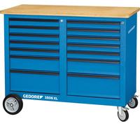 Gedore 2528088 Établi mobile, larg. 1,25 m, avec 14 tiroirs (L x l x H) 1200 x 1250 x 985 mm