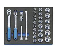 Gedore Composition de clés à douilles 1/2" en module d'outils CT 2/4, 29 pièces - 2005 CT2-D 19