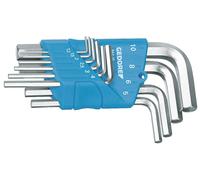 GEDORE Jeu de clés coudées 10 pièces, Pour vis à 6 pans creux, Avec support, Taille 1,3 à 10 mm, H 42-10