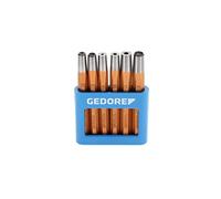 GEDORE Jeu de chasse-rivets et bouterolles à main, Jeu de 6 pièces, Trempés pour outils de frappe, Dans un support en PVC, 125 B