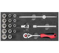 Gedore Jeu de clés à douille 3/8\ (10 mm), 1/2\ (12.5 mm) 18 pièces R22150020